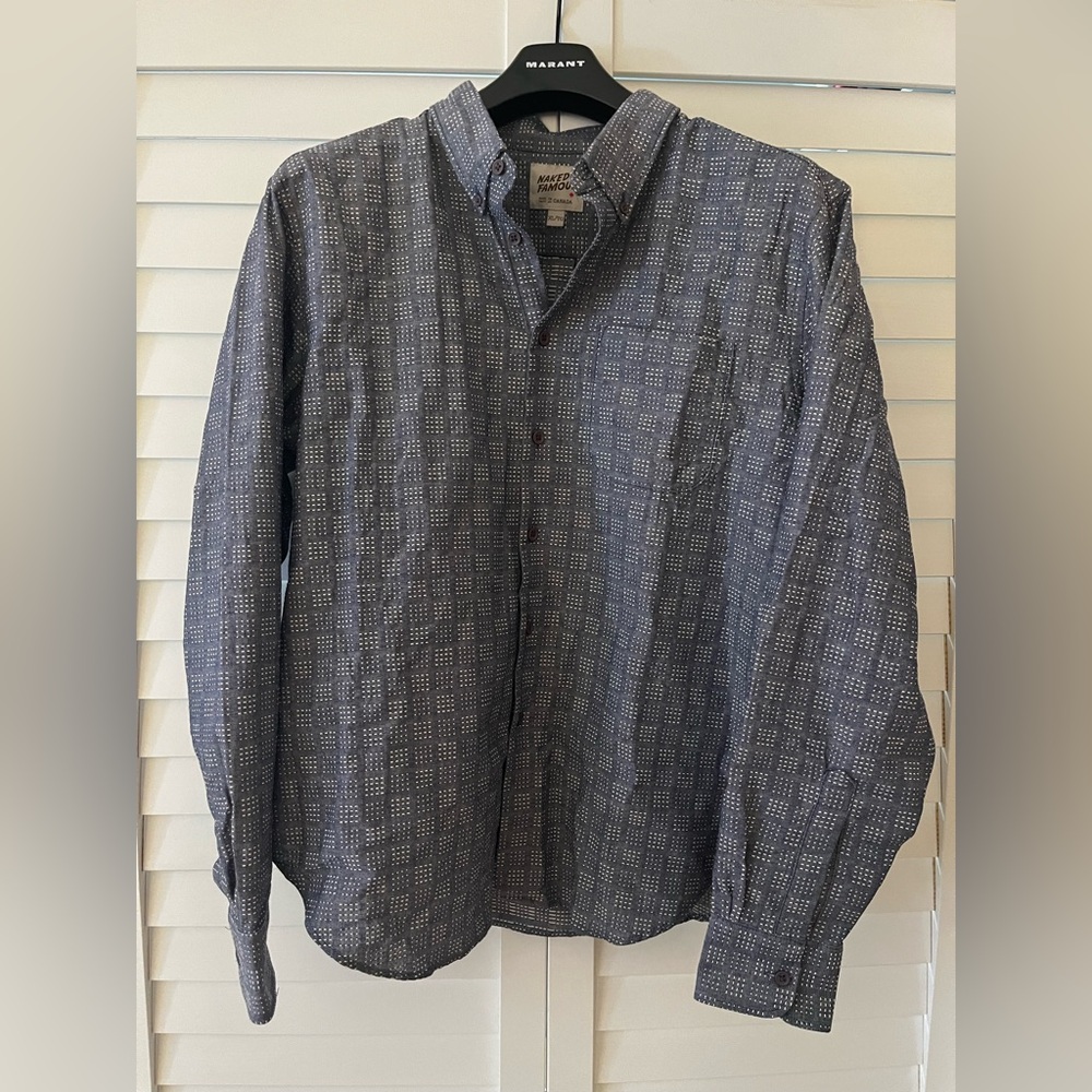 Chambray button down that takes him day to night